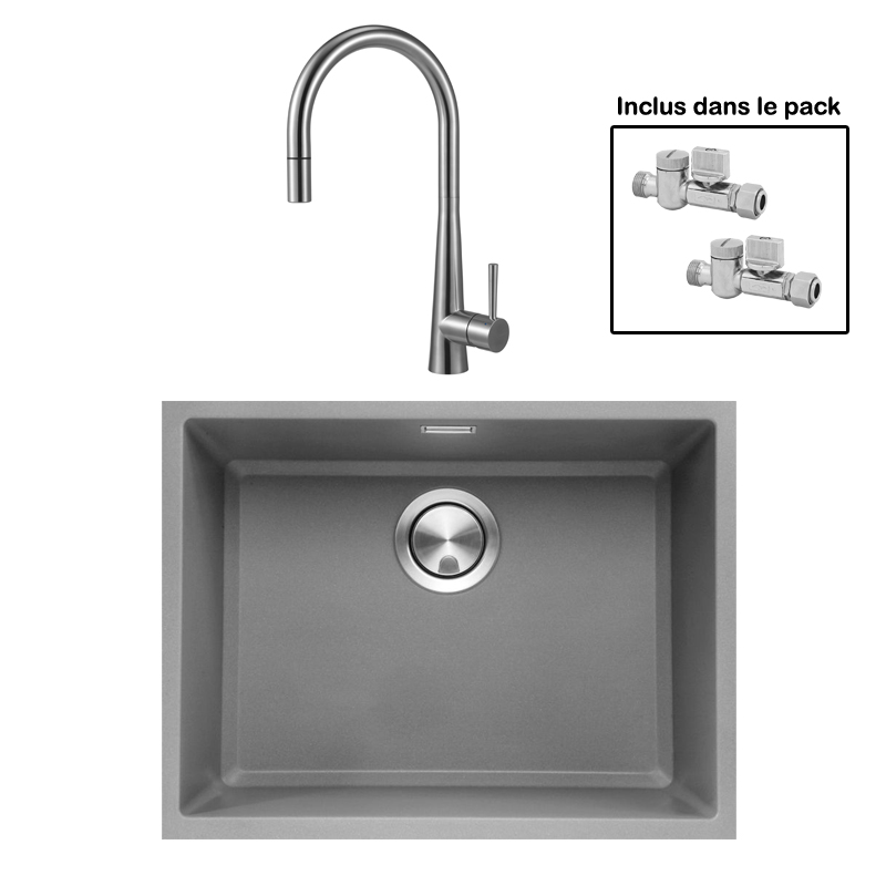 Pack : BRADANIT 51 U GRIS + ALENTO DOUCHETTE INOX