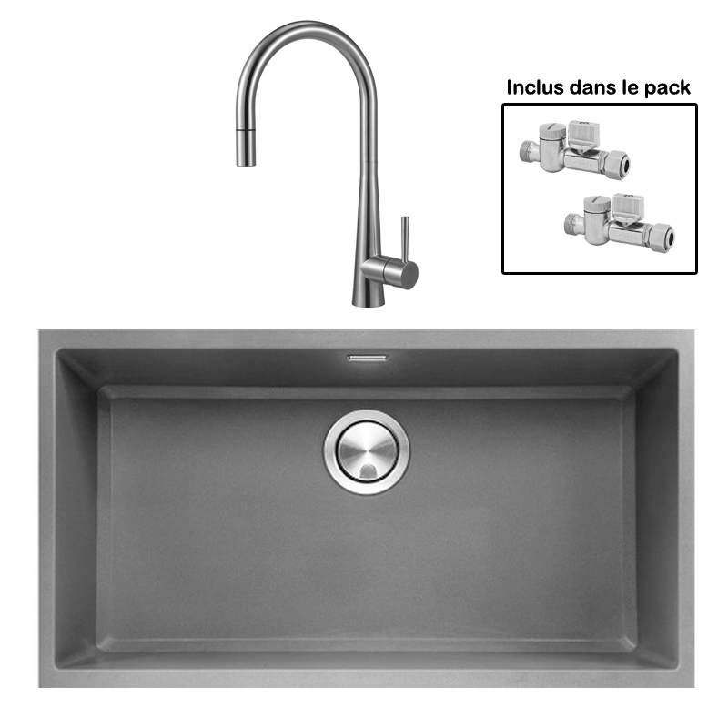 Pack : BRADANIT 73 U GRIS + ALENTO DOUCHETTE INOX