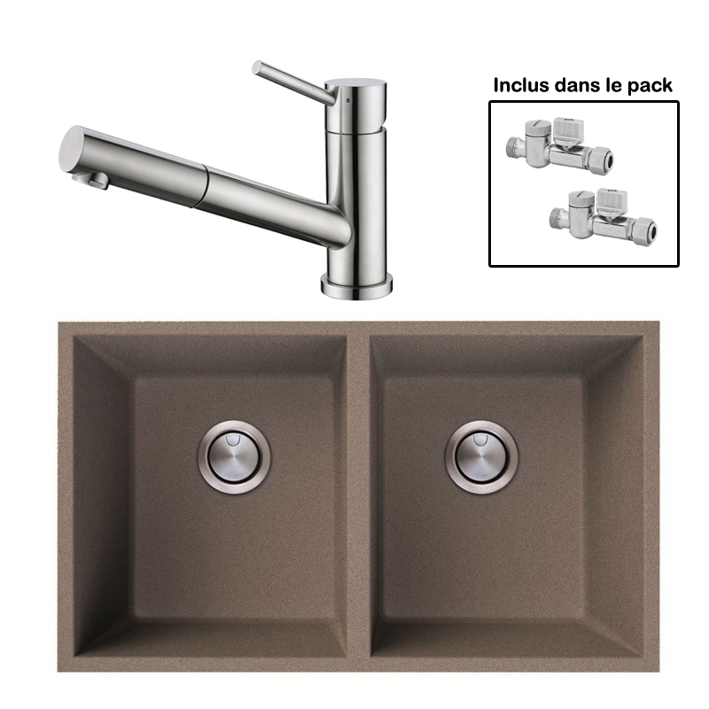 Pack : BRADANIT 3636 U MOKA + CERAMI DOUCHETTE INOX