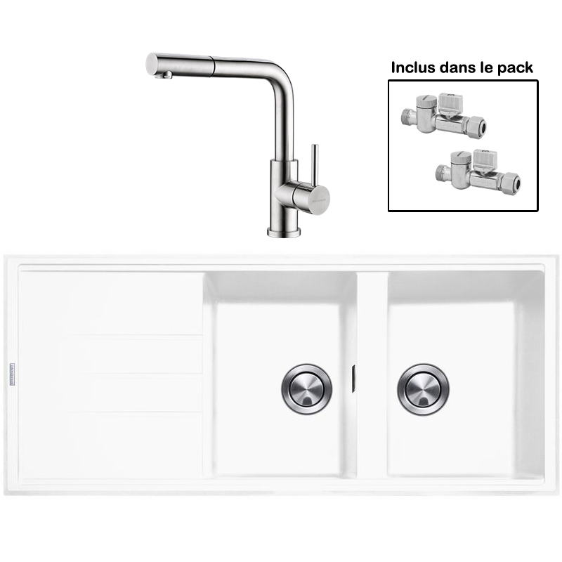 Pack : BRADANIT 3333 BLANC + AVISIO DOUCHETTE 90 INOX