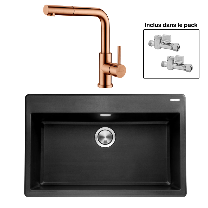 Pack : BRADANIT 73 NOIR + AVISIO DOUCHETTE CUIVRE ECO90