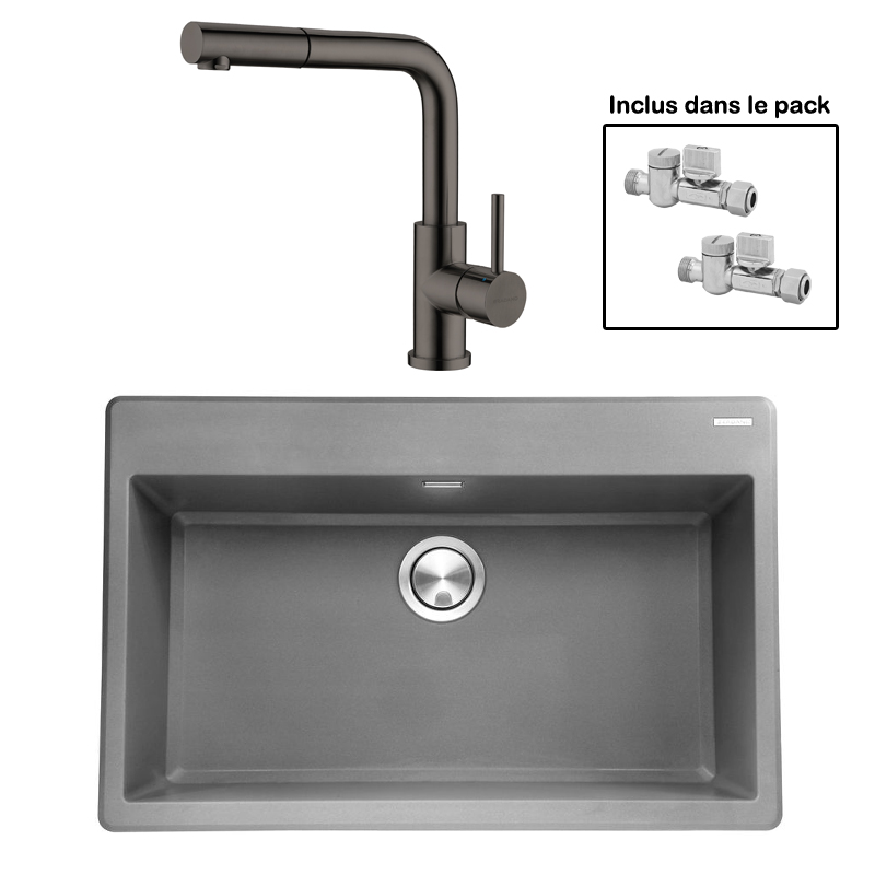 Pack : BRADANIT 73 GRIS + AVISIO DOUCHETTE BLACK ECO90