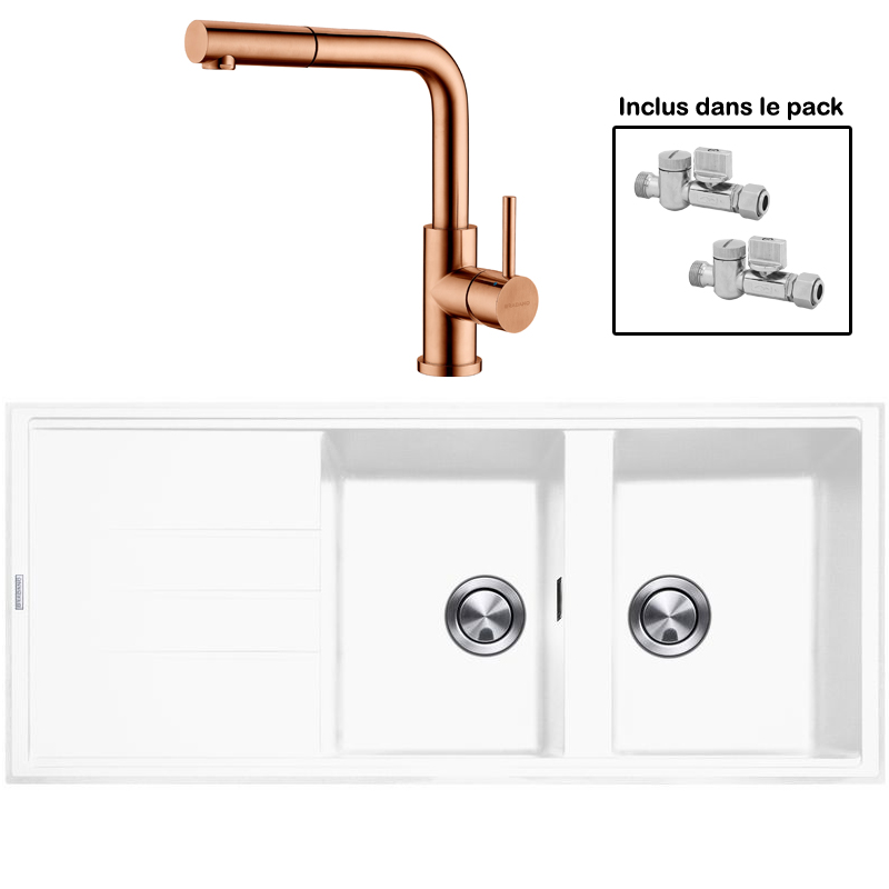 Pack : BRADANIT 3333 BLANC + AVISIO DOUCHETTE CUIVRE ECO90