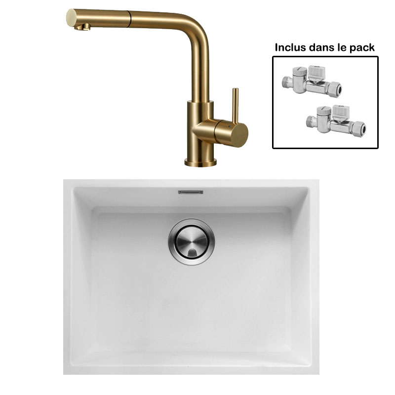 Pack : BRADANIT 51 U BLANC + AVISIO DOUCHETTE LAITON ECO90