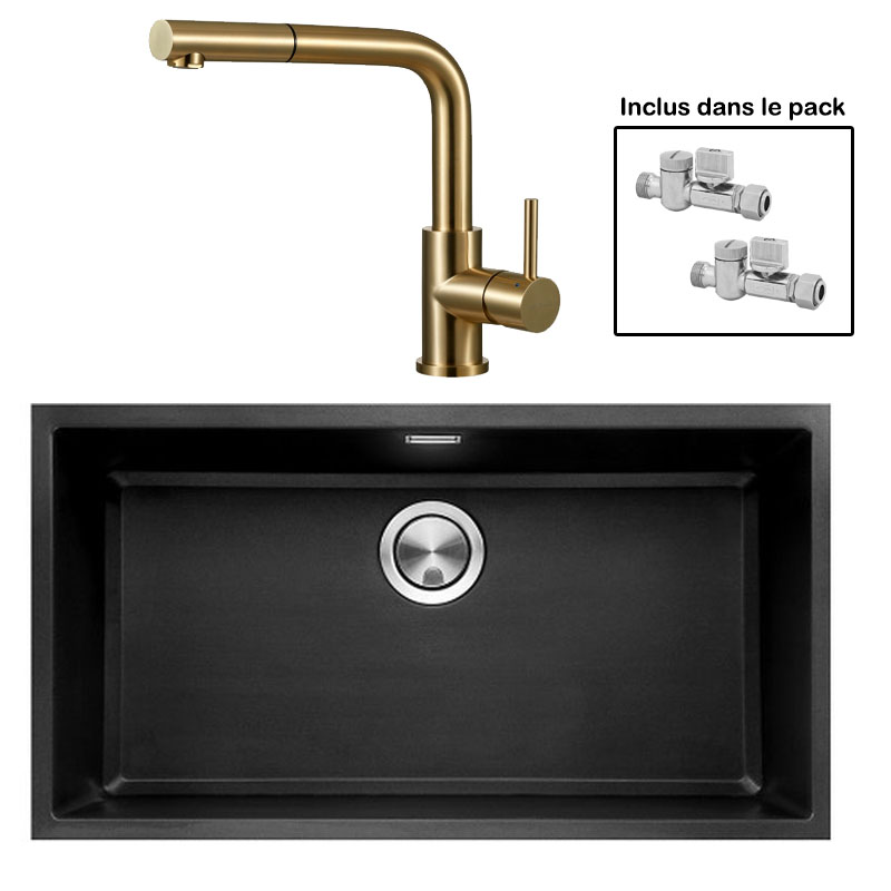 Pack : BRADANIT 73 U NOIR + AVISIO DOUCHETTE LAITON ECO90