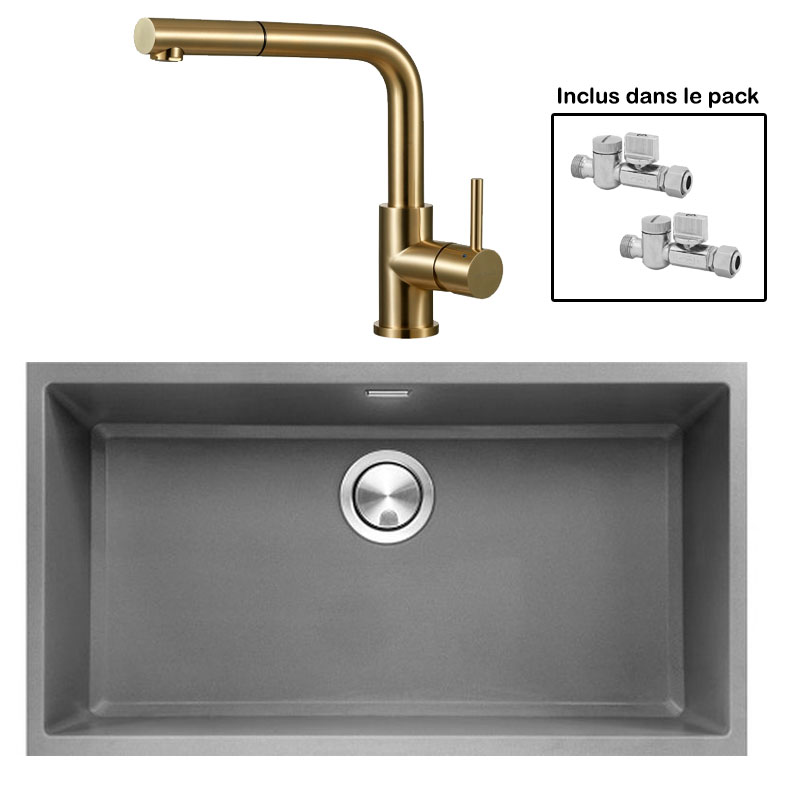 Pack : BRADANIT 73 U GRIS + AVISIO DOUCHETTE LAITON ECO90