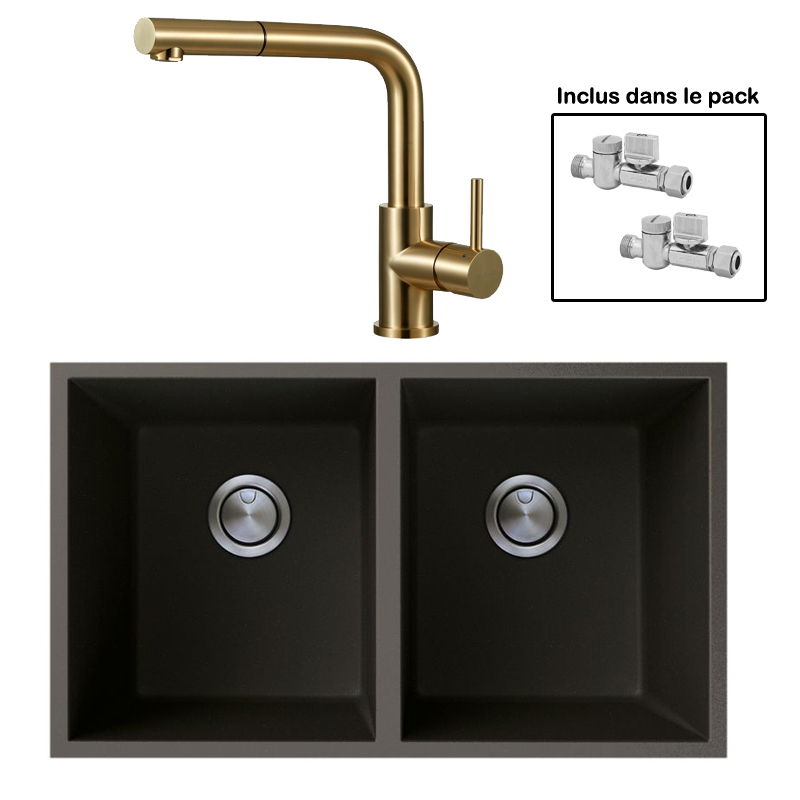 Pack : BRADANIT 3636 U NOIR + AVISIO DOUCHETTE LAITON ECO90