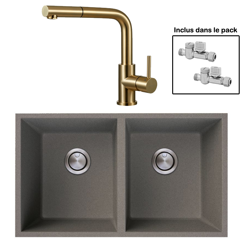 Pack : BRADANIT 3636 U GRIS + AVISIO DOUCHETTE LAITON ECO90