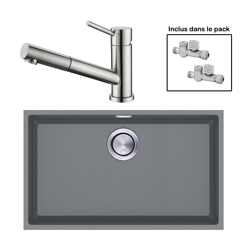 Pack : BRADANIT 62 U GRIS + CERAMI DOUCHETTE INOX