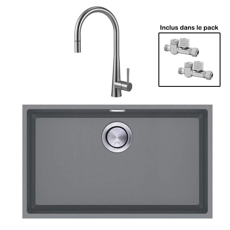 Pack : BRADANIT 62 U GRIS + ALENTO DOUCHETTE INOX