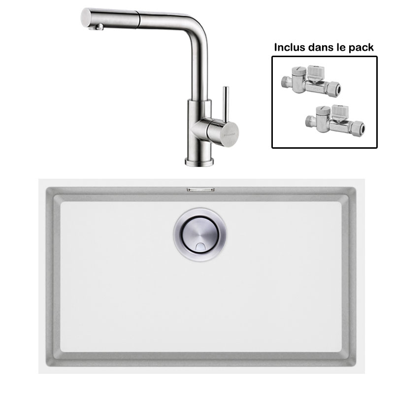 Pack : BRADANIT 62 U BLANC + AVISIO DOUCHETTE 90 INOX