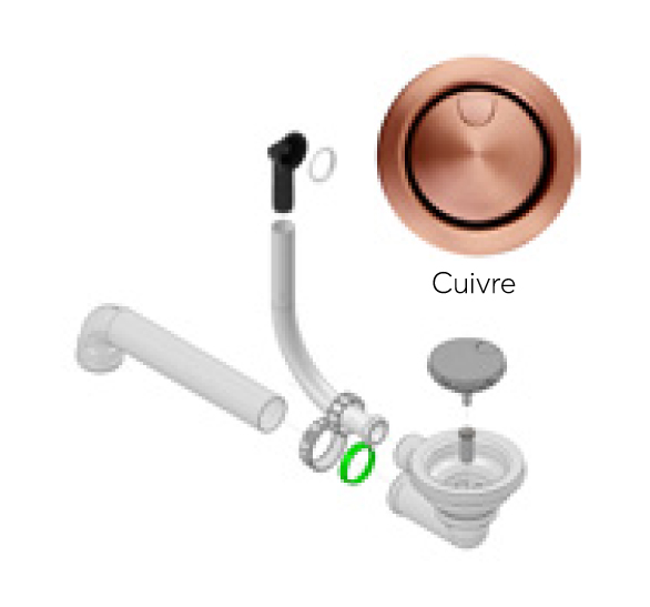 Bonde sans trop plein - Cuivre - tubulure souple