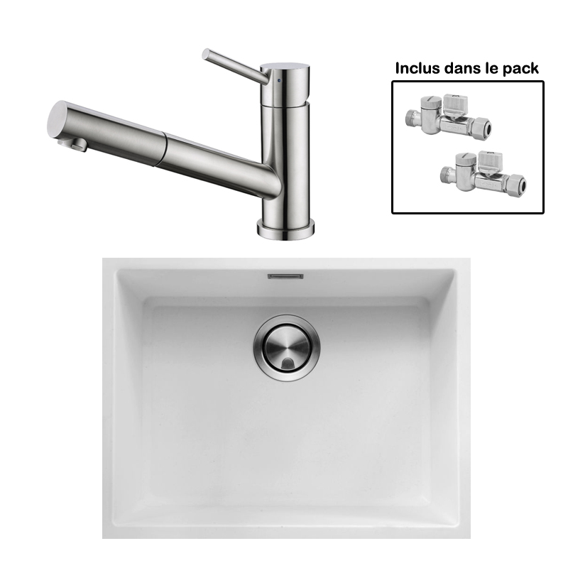 Pack : BRADANIT 51 U BLANC + CERAMI DOUCHETTE INOX