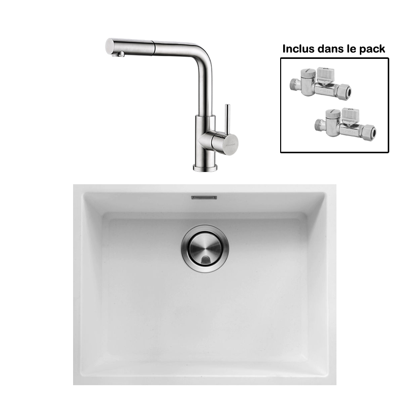 Pack : BRADANIT 51 U BLANC + AVISIO DOUCHETTE INOX ECO45