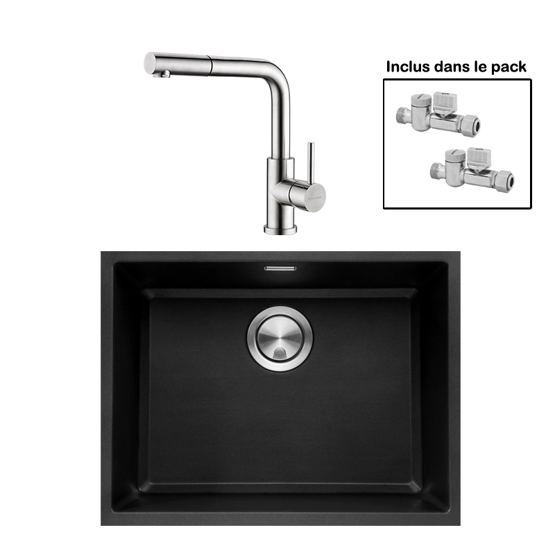 Pack : BRADANIT 51 U NOIR + AVISIO DOUCHETTE 90 INOX