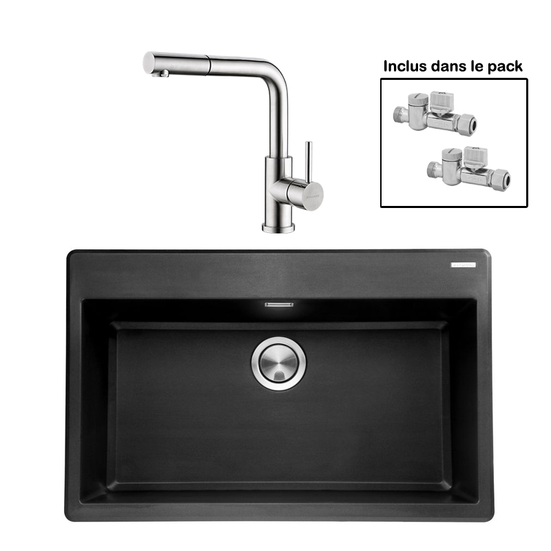 Pack : BRADANIT 73 NOIR + AVISIO DOUCHETTE INOX ECO45