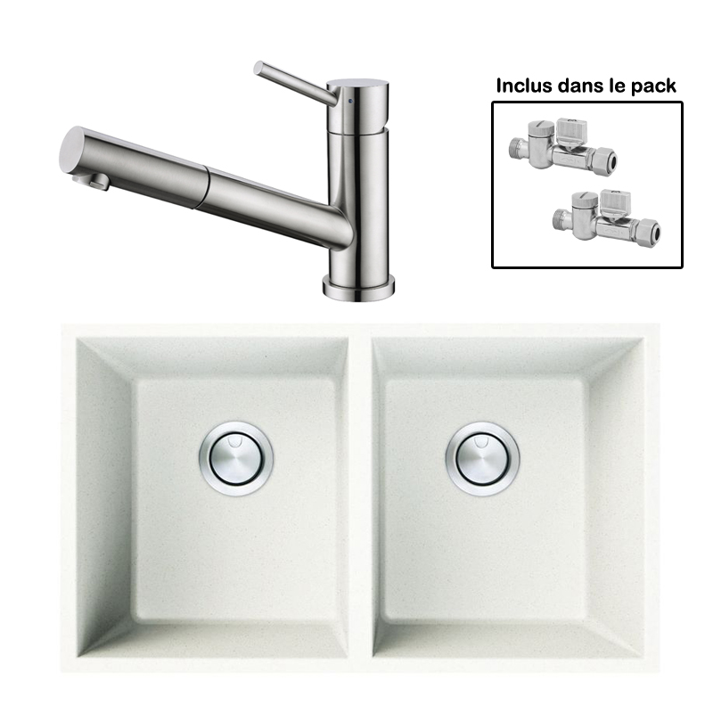 Pack : BRADANIT 3636 U BLANC + CERAMI DOUCHETTE INOX