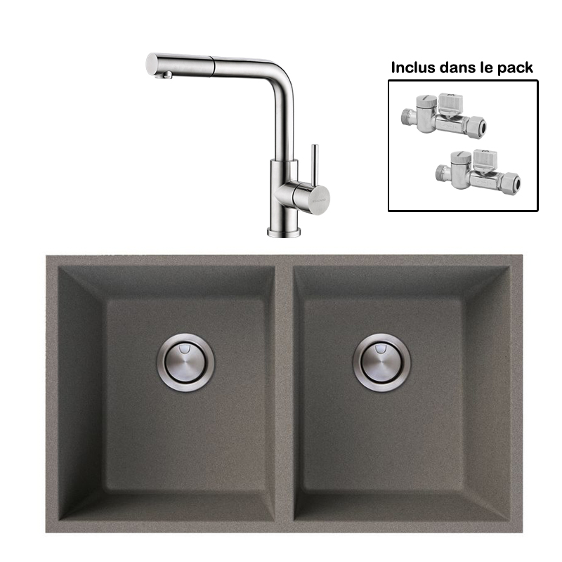 Pack : BRADANIT 3636 U GRIS + AVISIO DOUCHETTE INOX ECO45