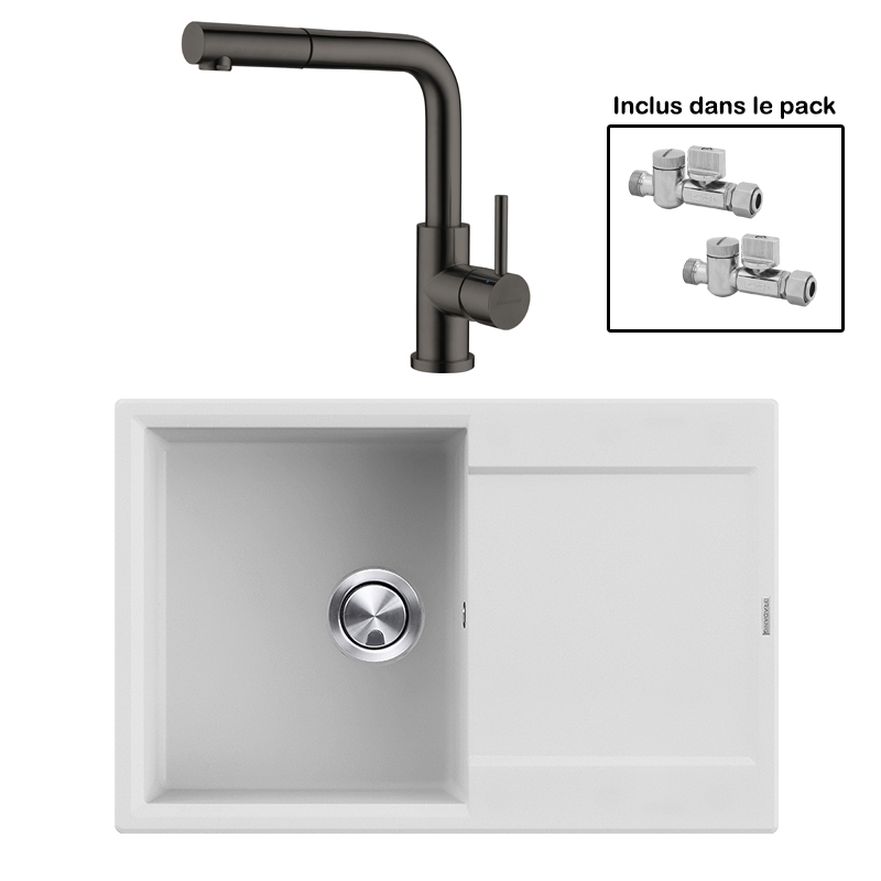 Pack : BRADANIT 38 BLANC + AVISIO DOUCHETTE BLACK ECO90