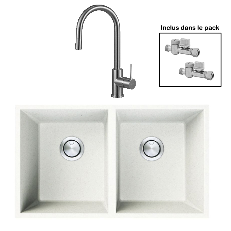 Pack : BRADANIT 3636 U BLANC + ALLIA DOUCHETTE INOX