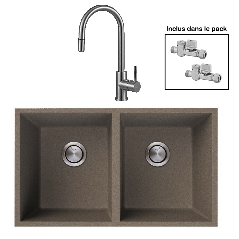 Pack : BRADANIT 3636 U MOKA + ALLIA DOUCHETTE INOX