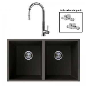 Pack : BRADANIT 3636 U NOIR + ALENTO DOUCHETTE INOX
