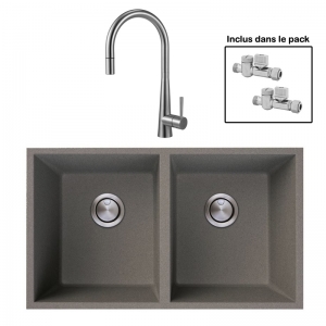 Pack : BRADANIT 3636 U GRIS + ALENTO DOUCHETTE INOX