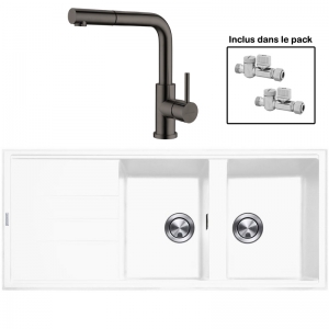 Pack : BRADANIT 3333 BLANC + AVISIO DOUCHETTE BLACK ECO90