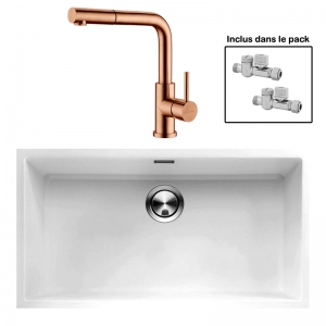Pack : BRADANIT 73 U BLANC + AVISIO DOUCHETTE CUIVRE ECO90