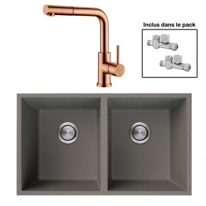Pack : BRADANIT 3636 U GRIS + AVISIO DOUCHETTE CUIVRE ECO90