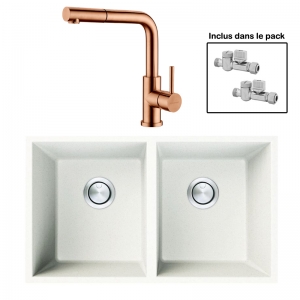 Pack : BRADANIT 3636 U BLANC + AVISIO DOUCHETTE CUIVRE ECO90