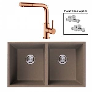 Pack : BRADANIT 3636 U MOKA + AVISIO DOUCHETTE CUIVRE ECO90