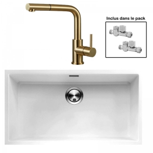 Pack : BRADANIT 73 U BLANC + AVISIO DOUCHETTE LAITON ECO90
