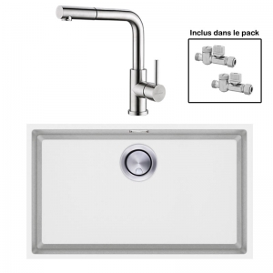 Pack : BRADANIT 62 U BLANC + AVISIO DOUCHETTE INOX ECO45