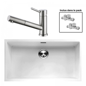 Pack : BRADANIT 73 U BLANC + CERAMI DOUCHETTE INOX