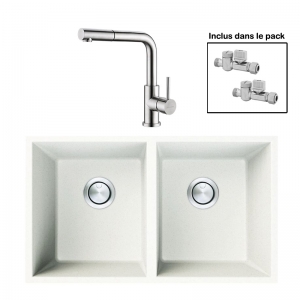 Pack : BRADANIT 3636 U BLANC + AVISIO DOUCHETTE INOX ECO45