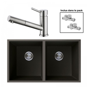 Pack : BRADANIT 3636 U NOIR + CERAMI DOUCHETTE INOX