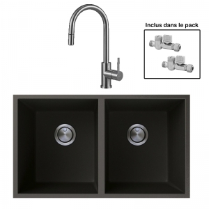 Pack : BRADANIT 3636 U NOIR + ALLIA DOUCHETTE INOX
